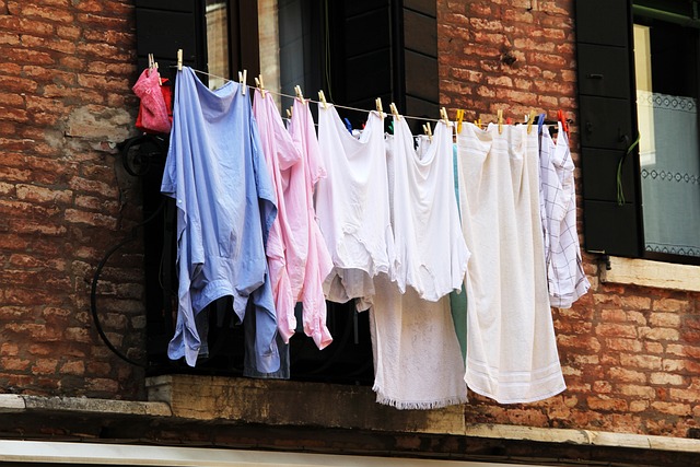 Cloths are getting dried after washed to evolution of the laundry